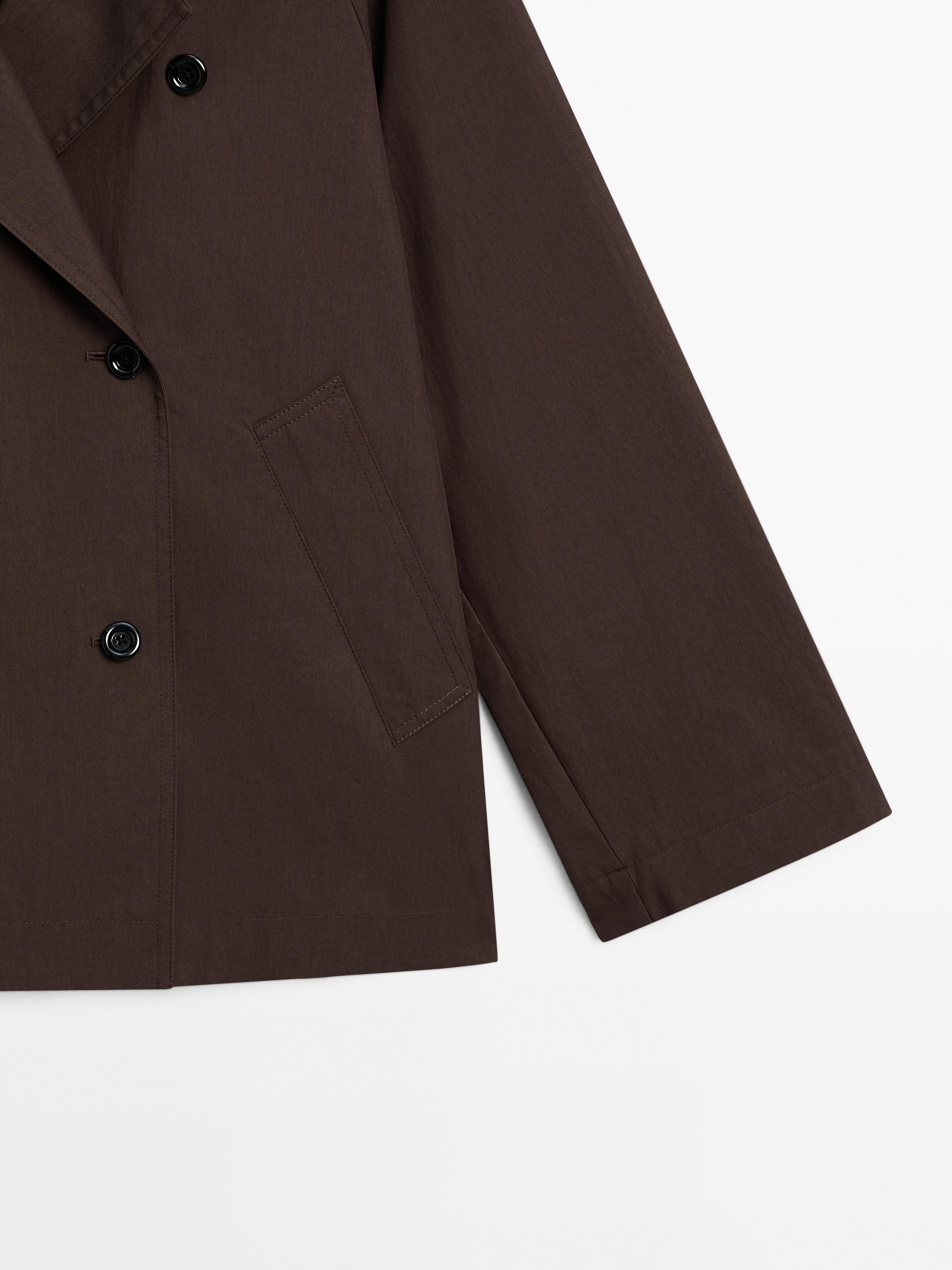 Cotton blend trench coat with back detail